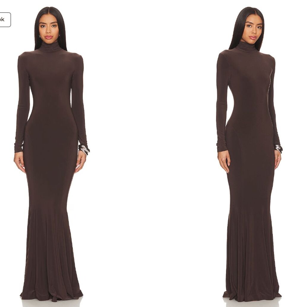 Norma Kamali x REVOLVE Fishtail Gown in Chocolate Size Large $375